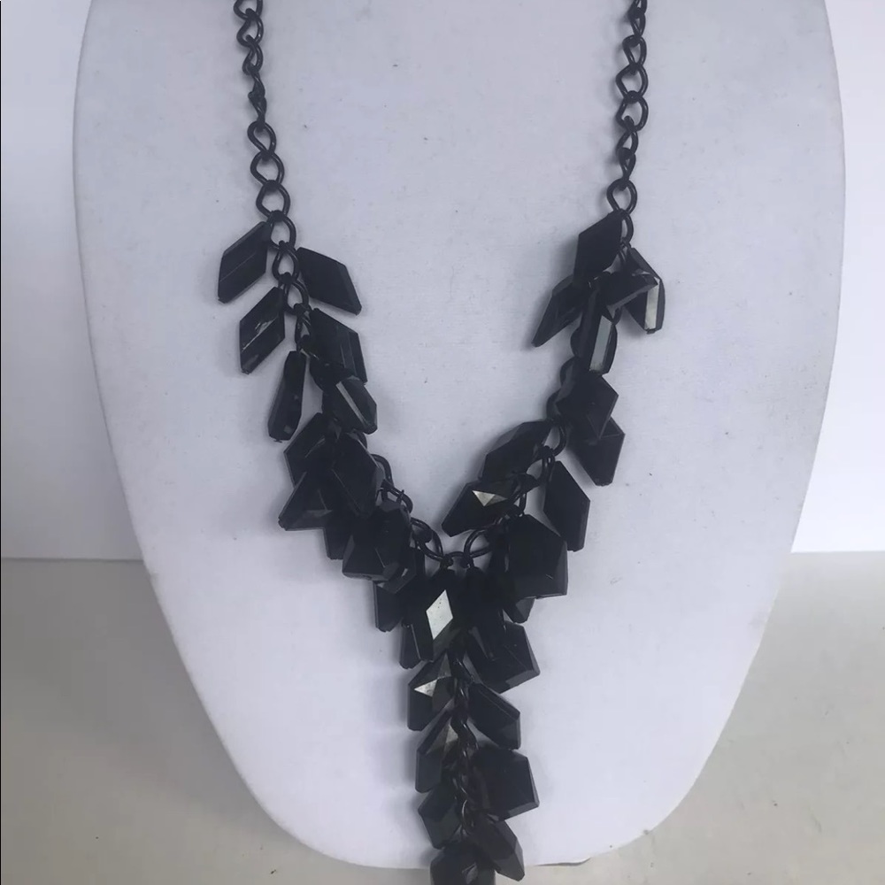 BLACK plastic beads Beads Necklace 29 to 32"
